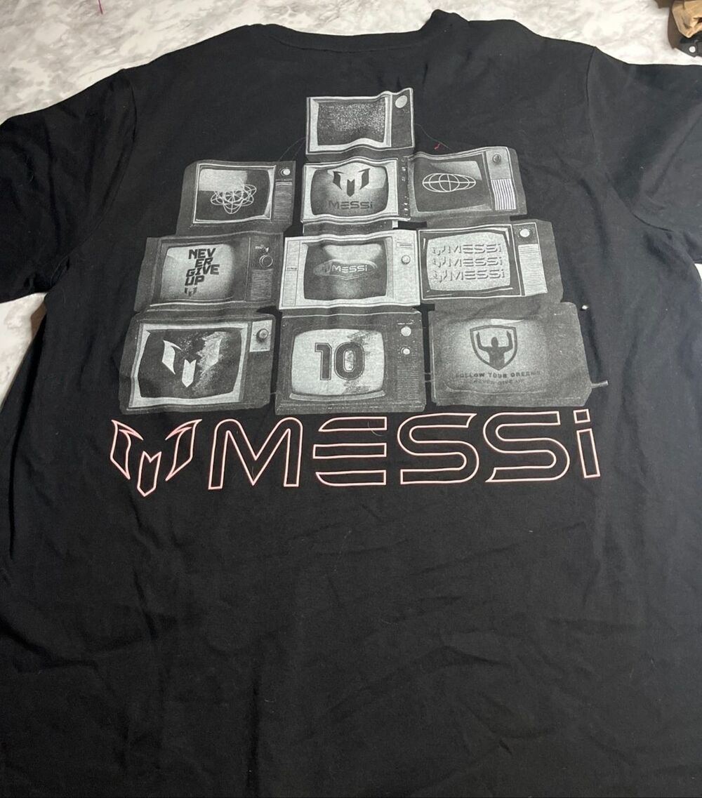 Messi Collection Graphic T Shirt Mens Large Black Soccer Futbol TV Print Leo Mes
